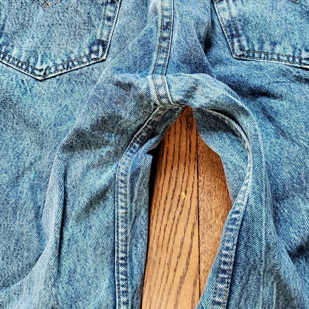 Vintage Levis 501 0675 W32 L34 Teal Overdye button fly red label 80s / 90s - Picture 10 of 16